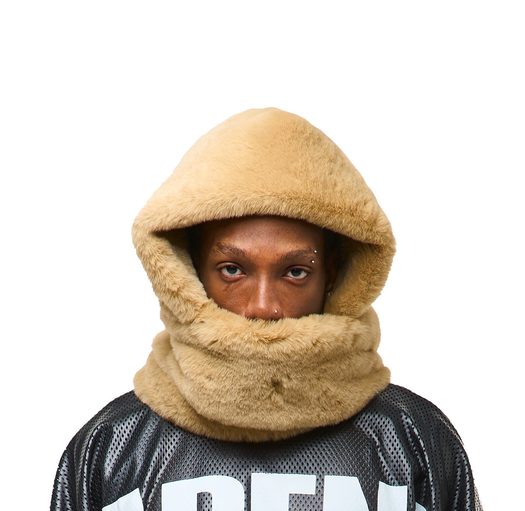 FAUX RABBIT FUR HOOD