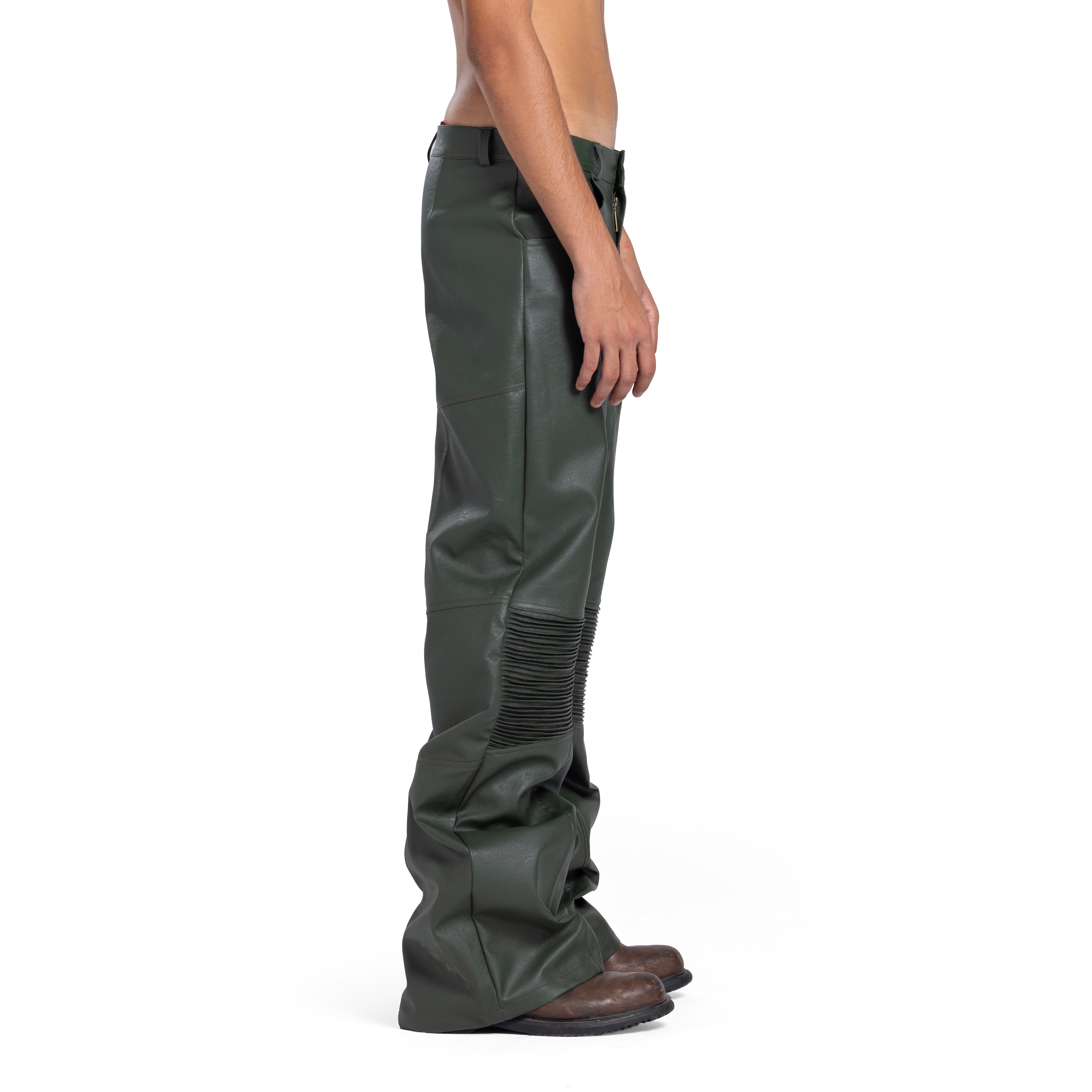 MENS ARMY LEATHER PANTS