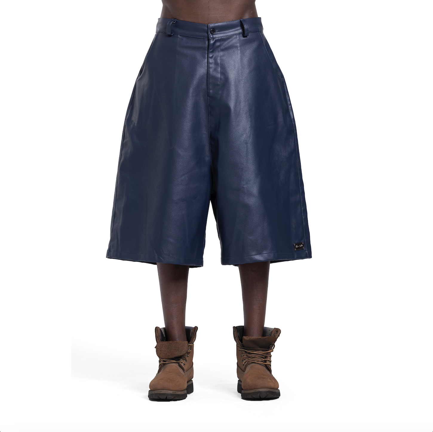 NAVY CALFSKIN SHORTS