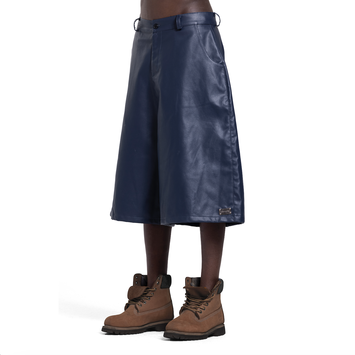 NAVY CALFSKIN SHORTS