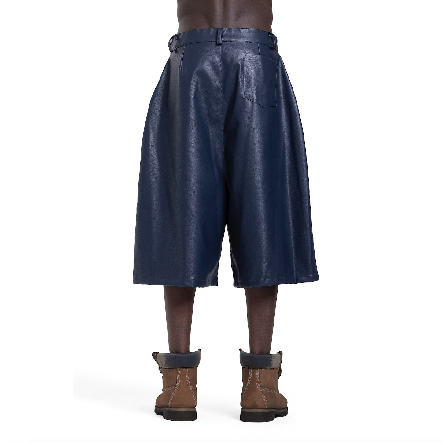 NAVY CALFSKIN SHORTS