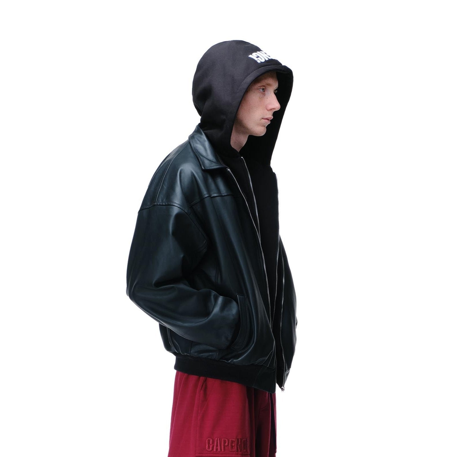 CALFSKIN HOODED BOMBER