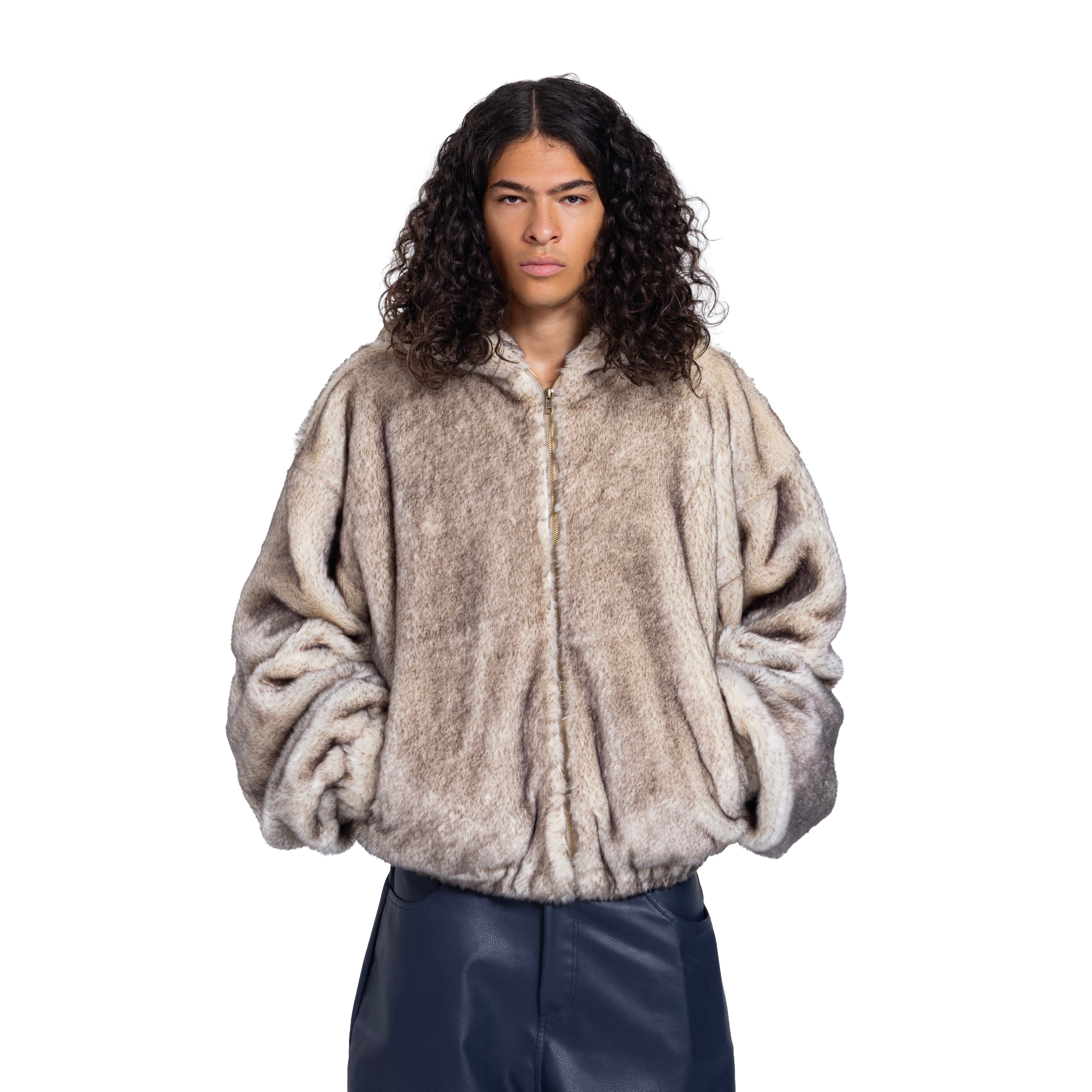 EMBROIDERED FUR ZIP-UP