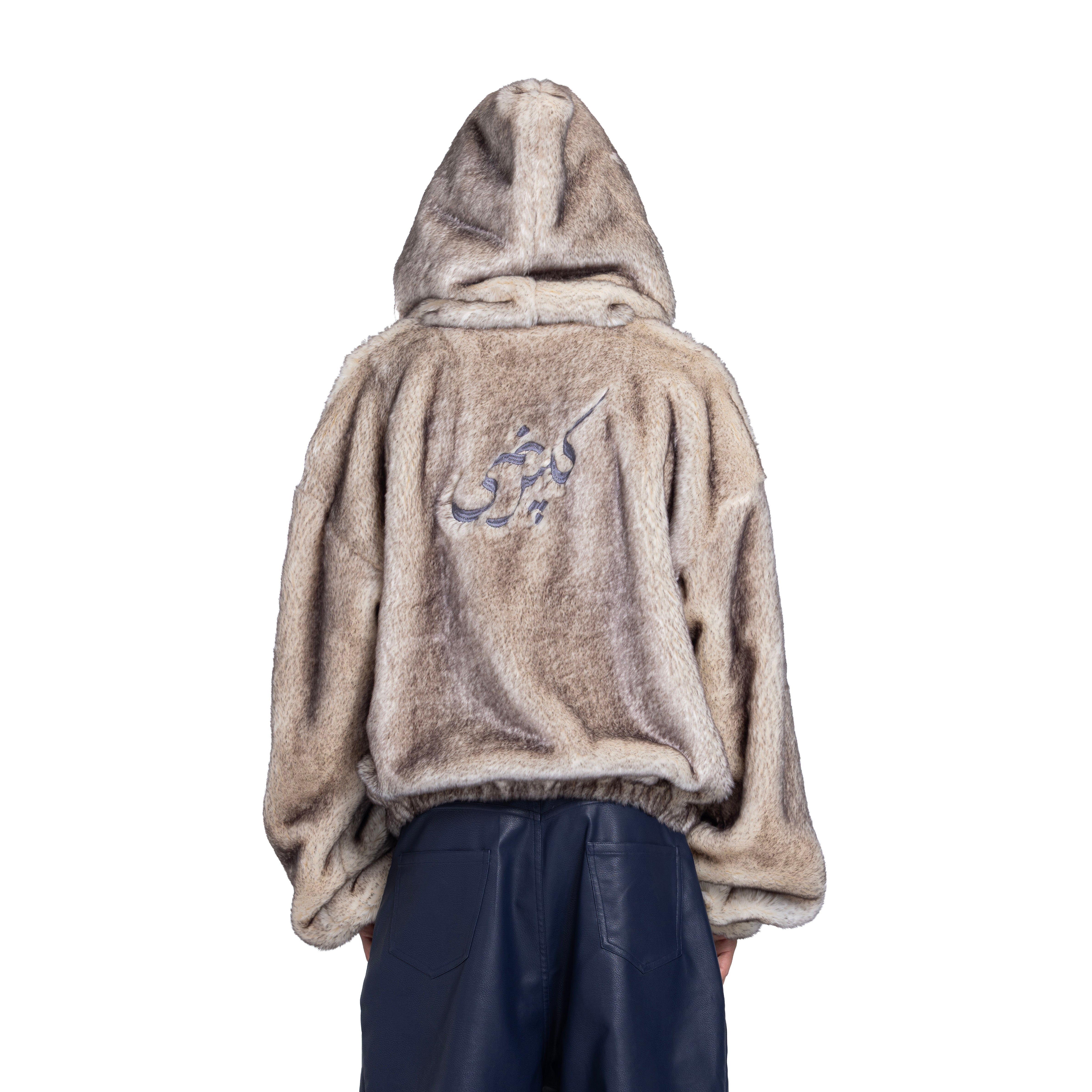 EMBROIDERED FUR ZIP-UP