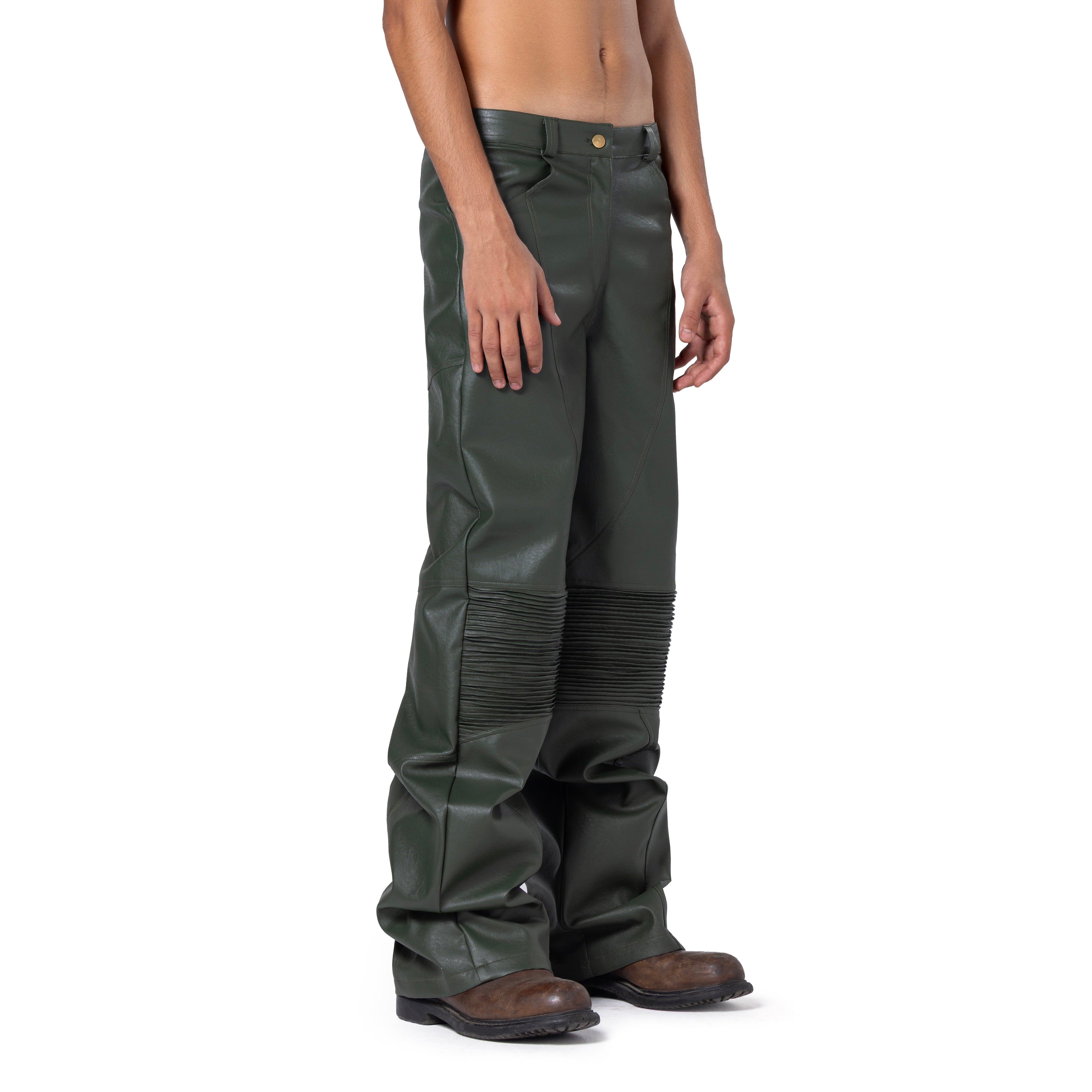 MENS ARMY LEATHER PANTS